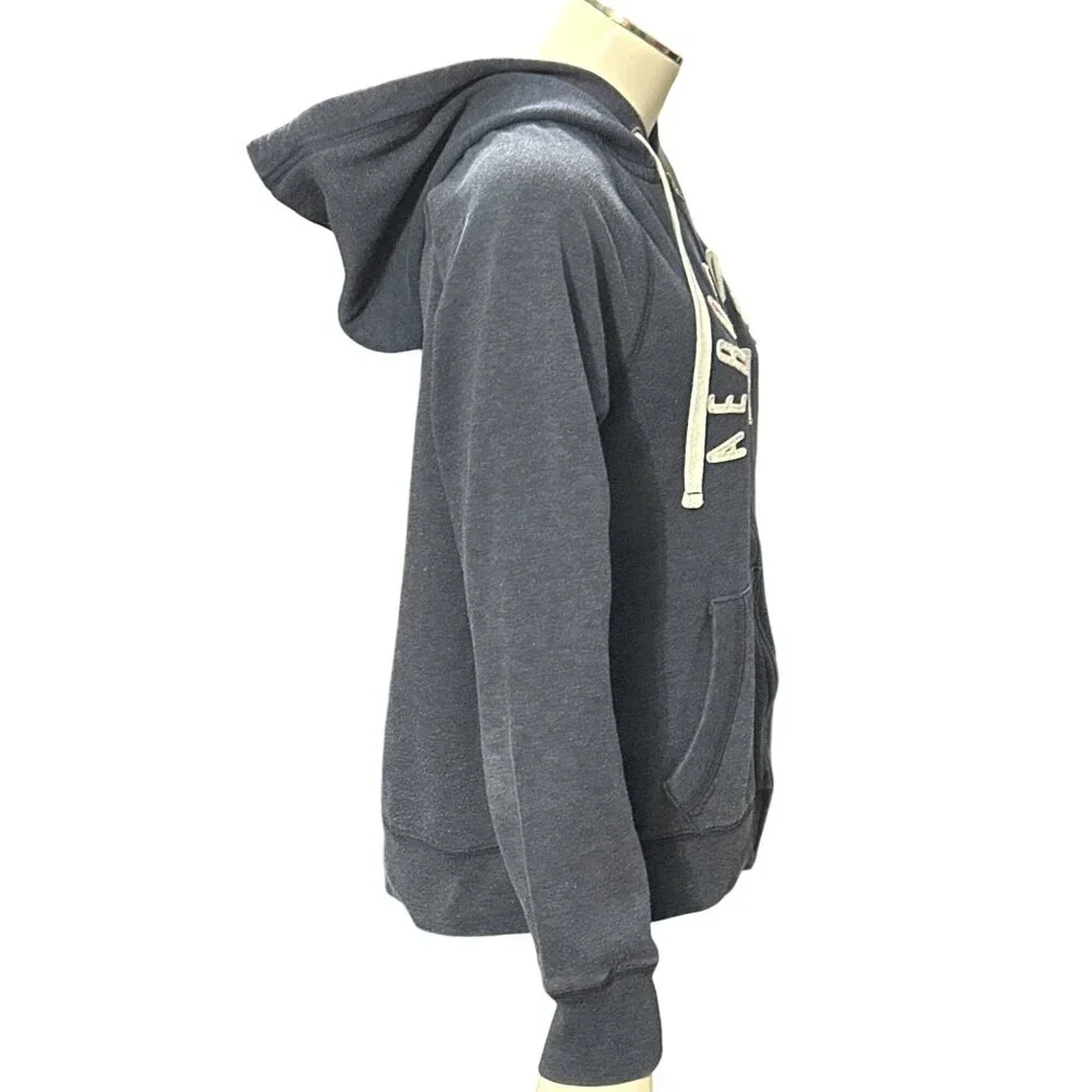 Aeropostale 87 Navy Blue Full Zip Hoodie Drawstring Hood Front Pockets Medium - Picture 4 of 10